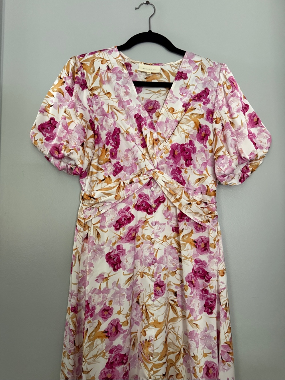 Pink Floral Midi Dress